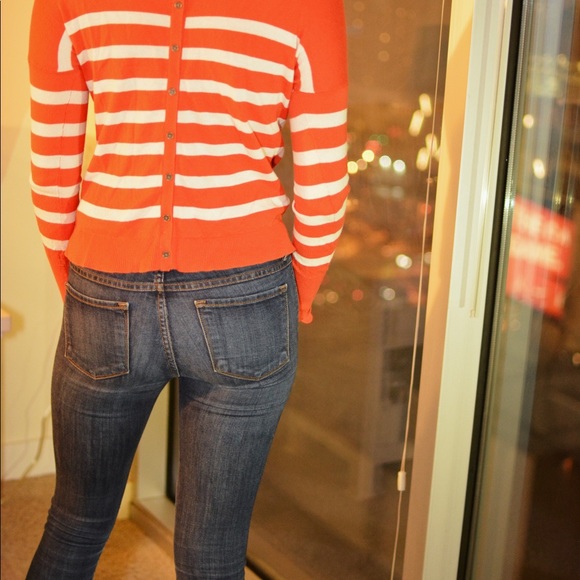 Striped orange and white sweater - Picture 2 of 3